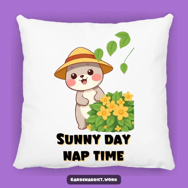 Funny Sun Hat Pillow: Happy Gardener for Cozy Comfort