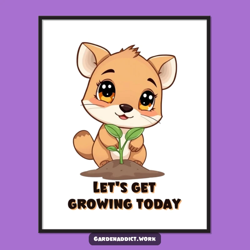 Free Printable Wall Art: Curious Animal Seedling - Hilarious Downloadable Nature Decor