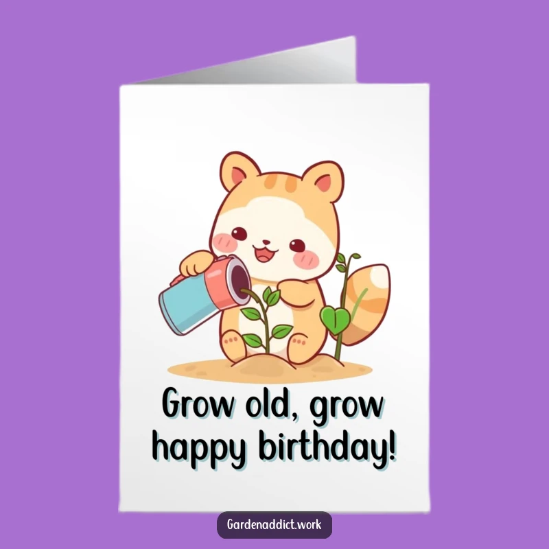 Free Printable Birthday Card: Cute Animal Grows Wishes for a Happy, Thriving Celebration