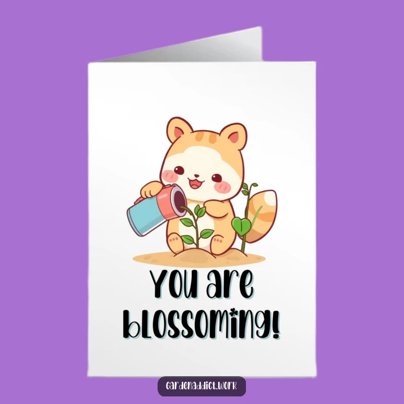 Free Printable Congrats Card: Cute Animal Nurtures Success for a Blooming Achievement