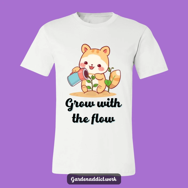 Funny Cute Animal T-Shirt: Happy Gardener Watering Plant for Gift Fans