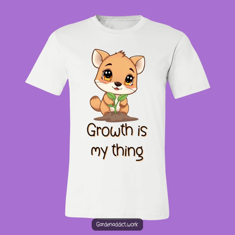 Funny Sprout T-Shirt: Curious Animal Examining Seedling, Hilarious Nature Tee